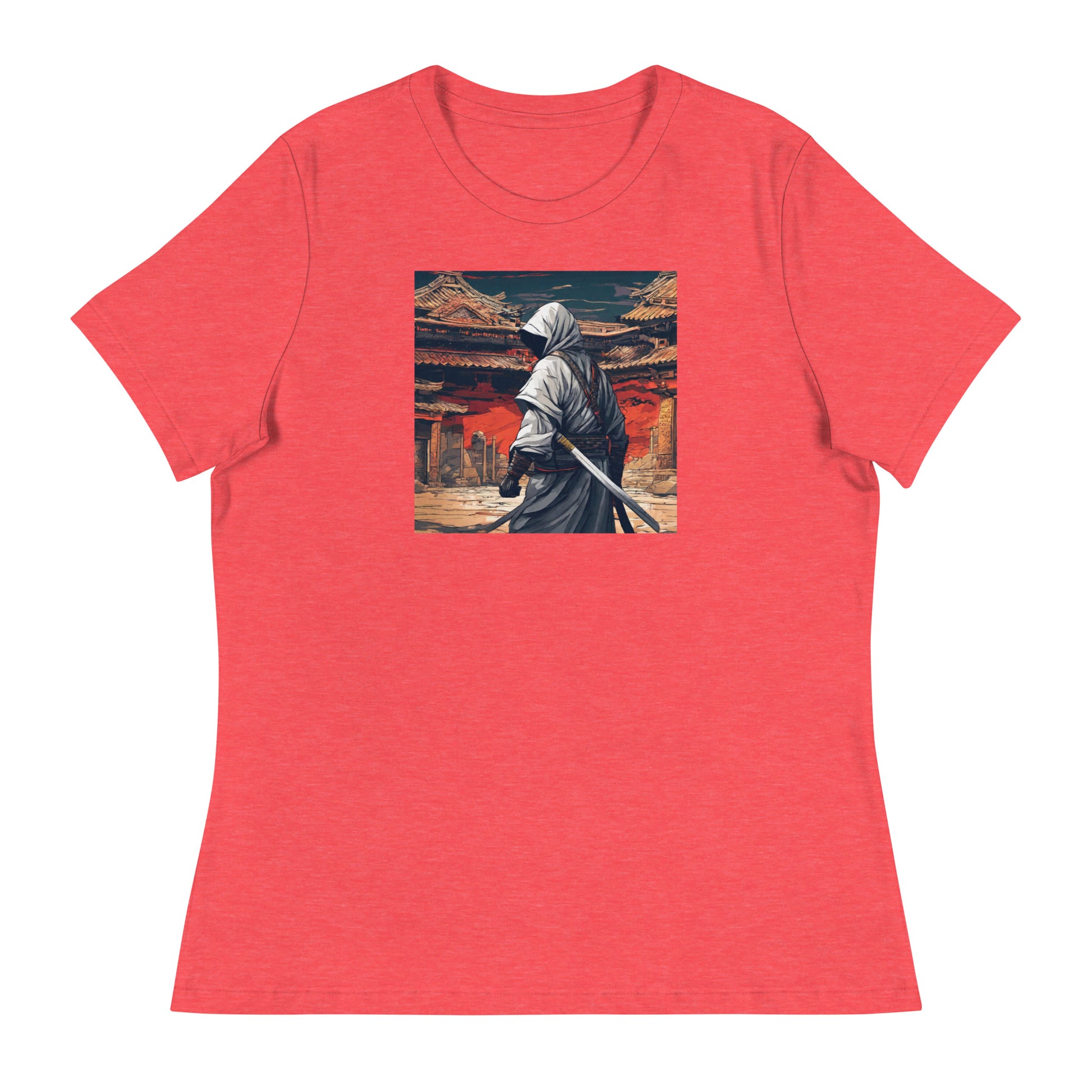 Shadowy Samurai Women's Anime T-Shirt Heather Red