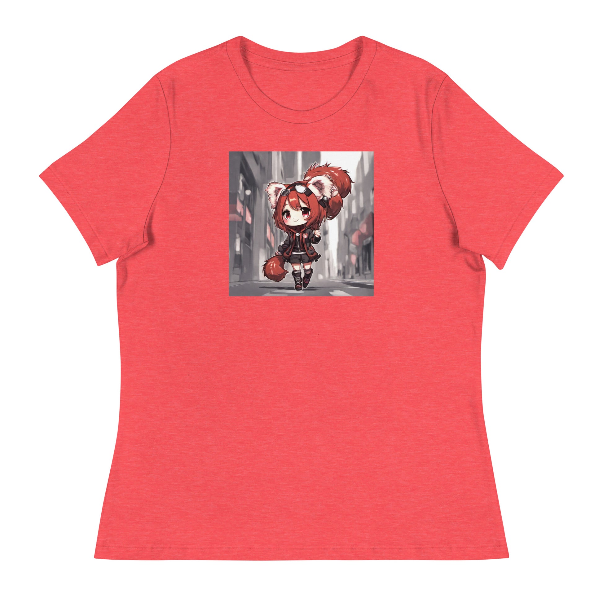 Red Panda Girl Women's Anime T-Shirt Heather Red