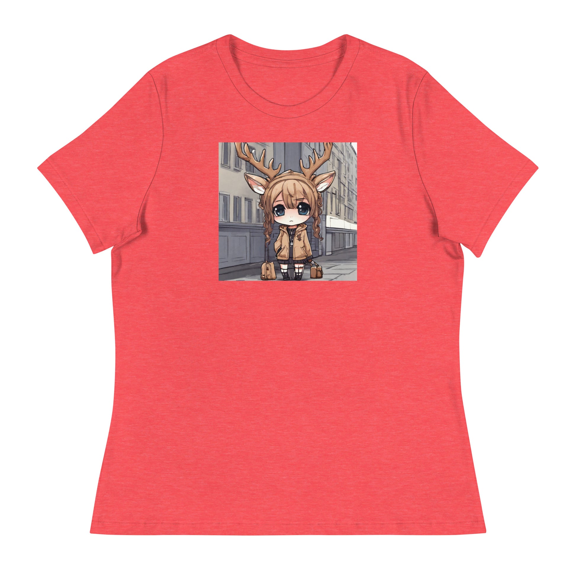 Spirit of the Deer Women's Anime T-Shirt Heather Red