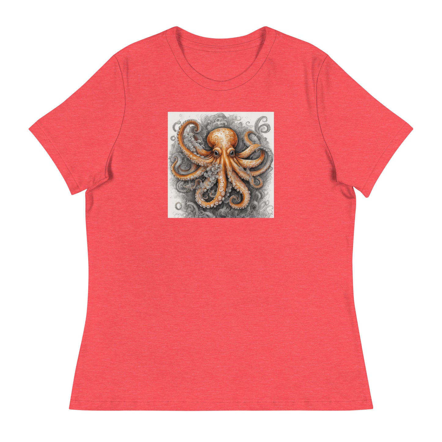 Octopus Women's Animal Lover T-Shirt Heather Red