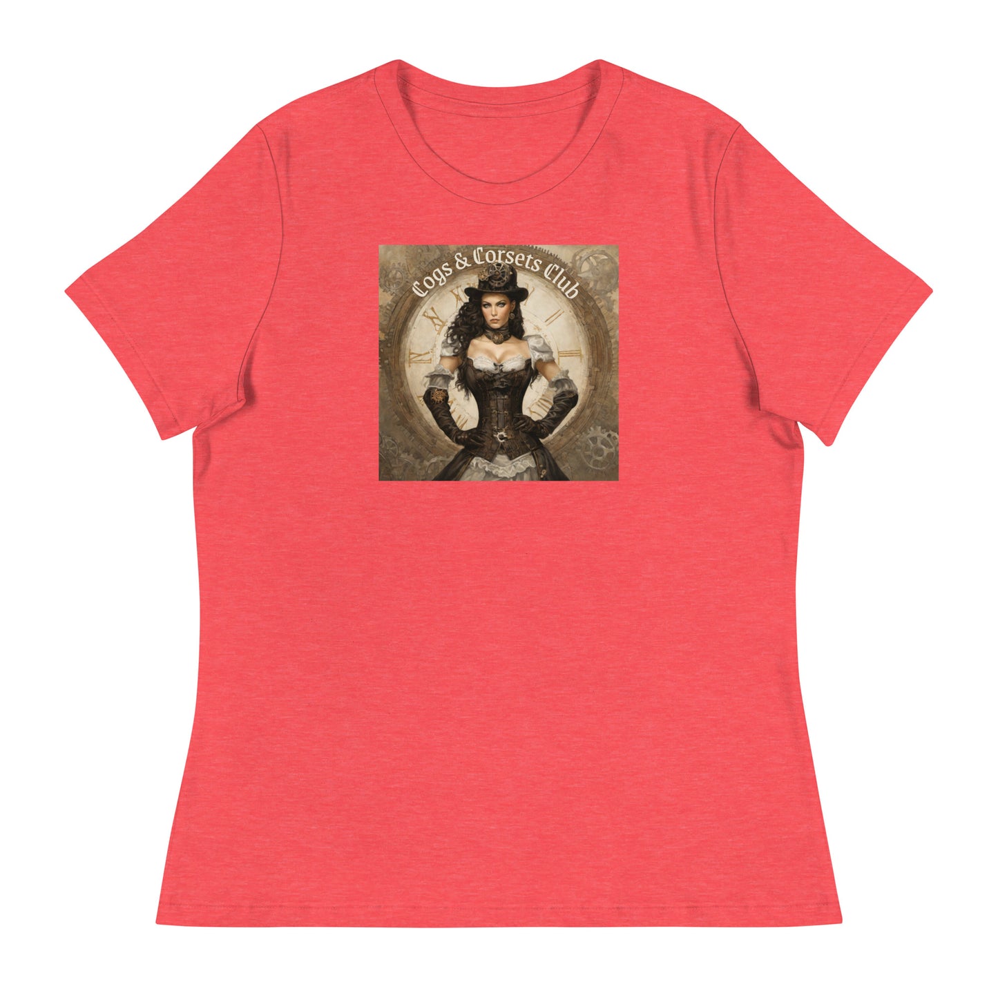 Cogs & Corsets Club Women's Steampunk T-Shirt Heather Red