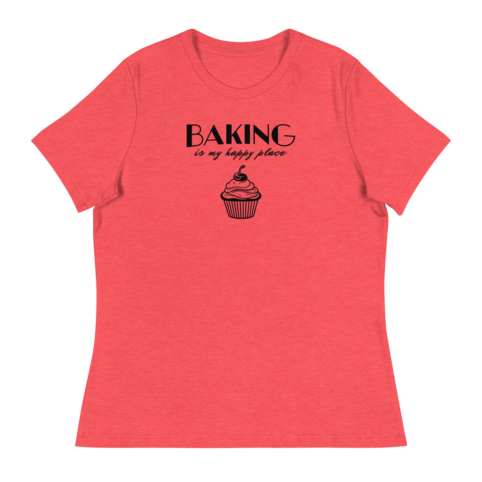 Women's Baking is my Happy Place T-Shirt Heather Red