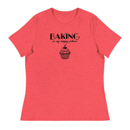 Women's Baking is my Happy Place T-Shirt Heather Red