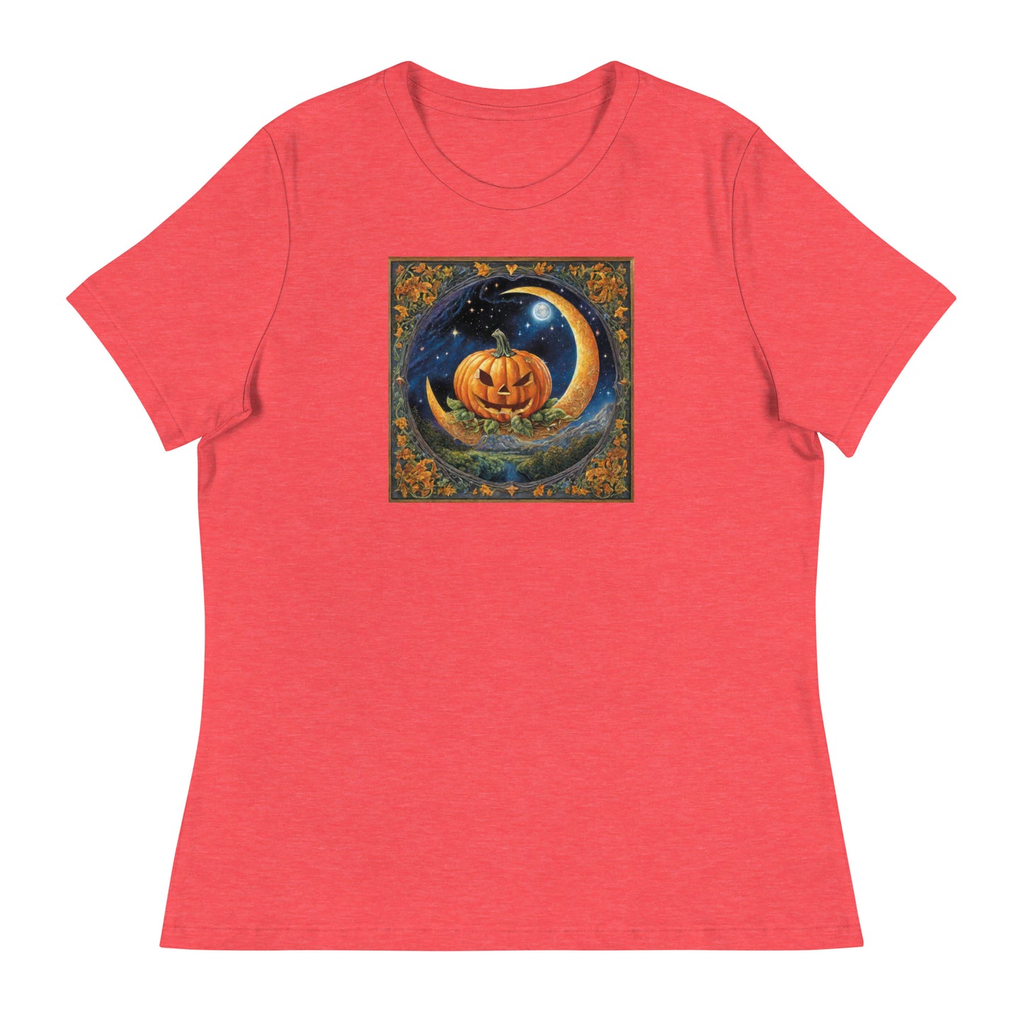 Jack O' Lantern Pumpkin Women's Halloween T-Shirt Heather Red