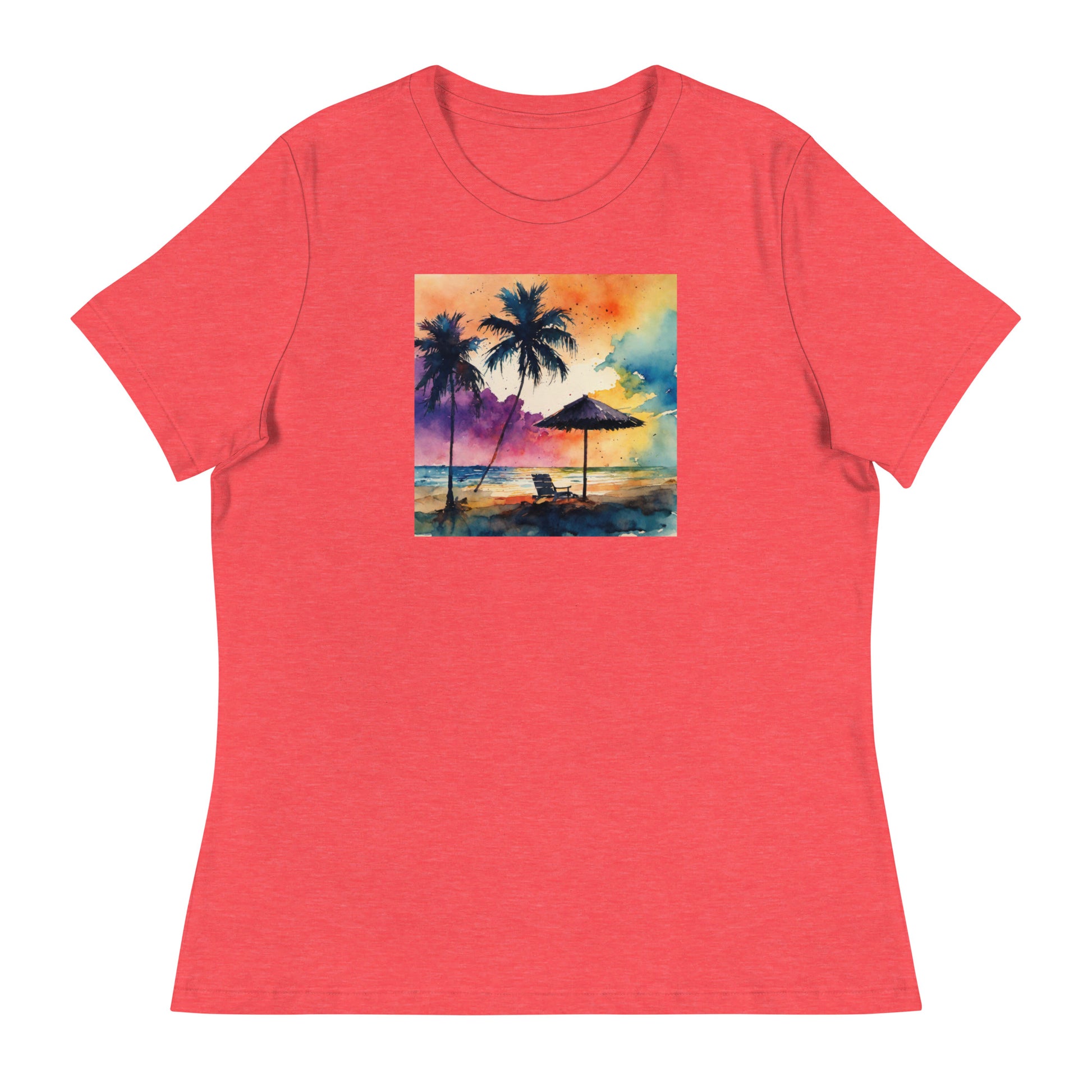 Beautiful Summer Paradise Women's Beach T-Shirt Heather Red