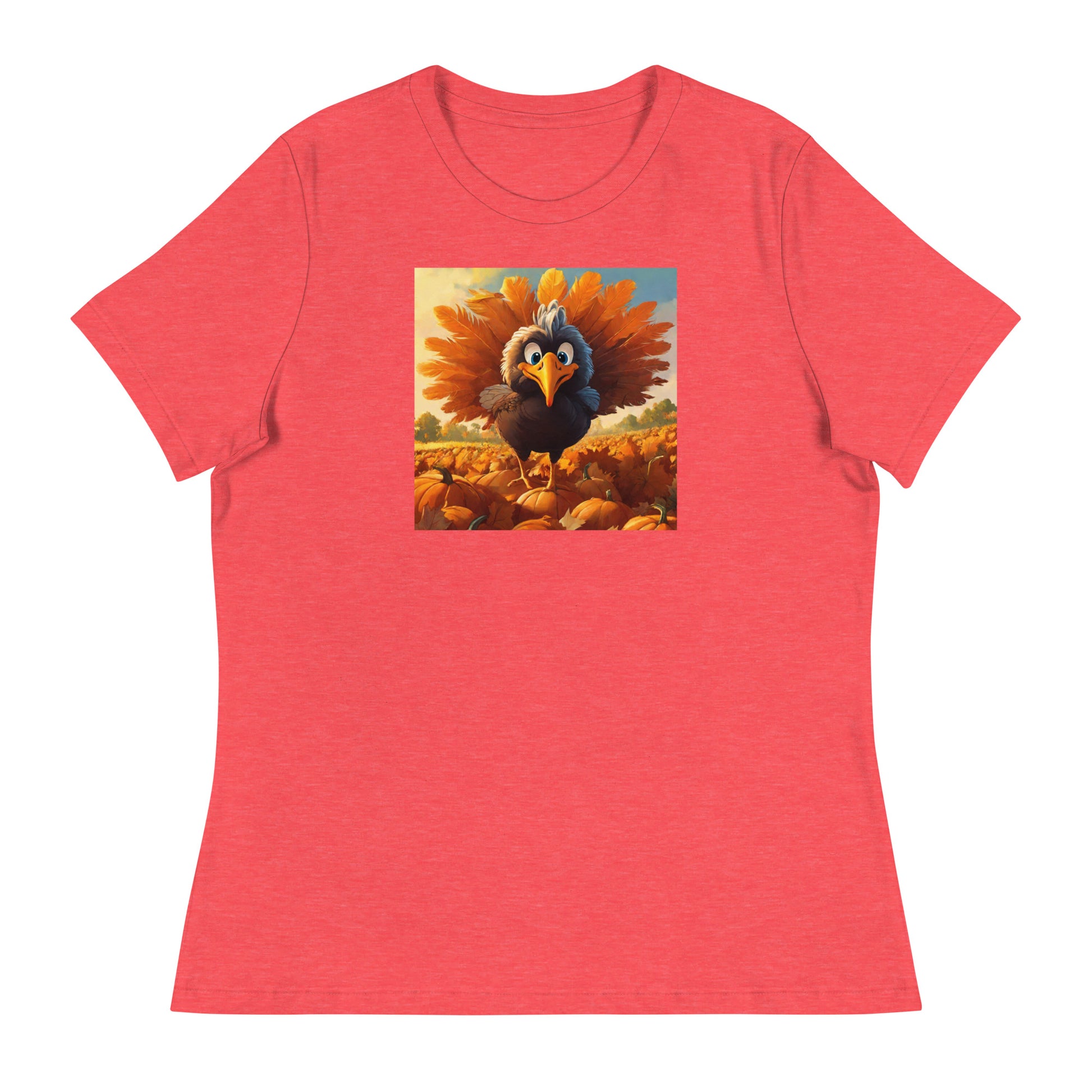 Cute Turkey Women's Thanksgiving T-Shirt Heather Red