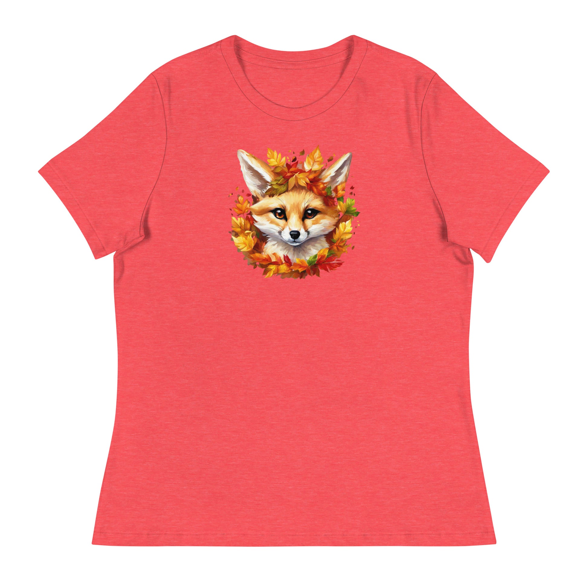 Autumn Fennec Fox Women's Fall T-Shirt Heather Red