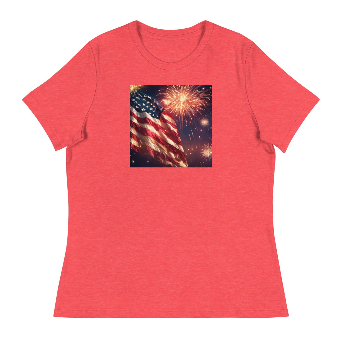 American Flag Women's 4th of July T-Shirt Heather Red