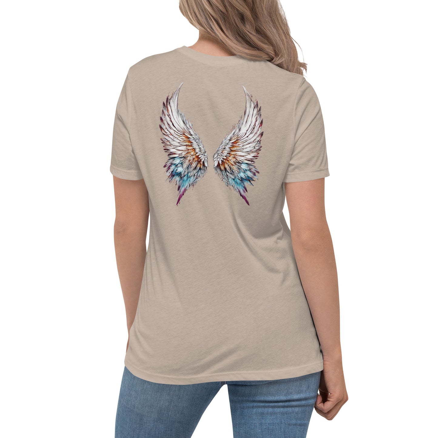 Colorful Angel Wings Women's T-Shirt Heather Stone