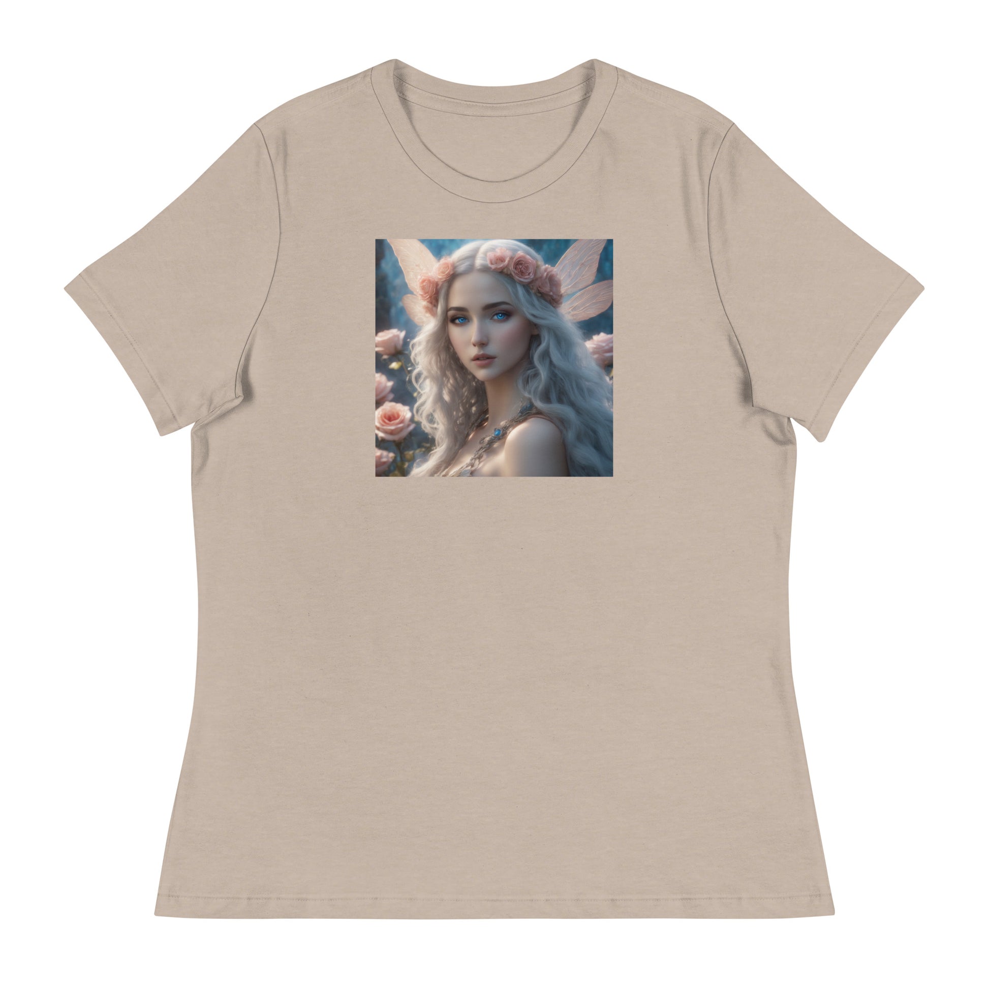 Rose Fairy Women's Fantasy T-Shirt Heather Stone