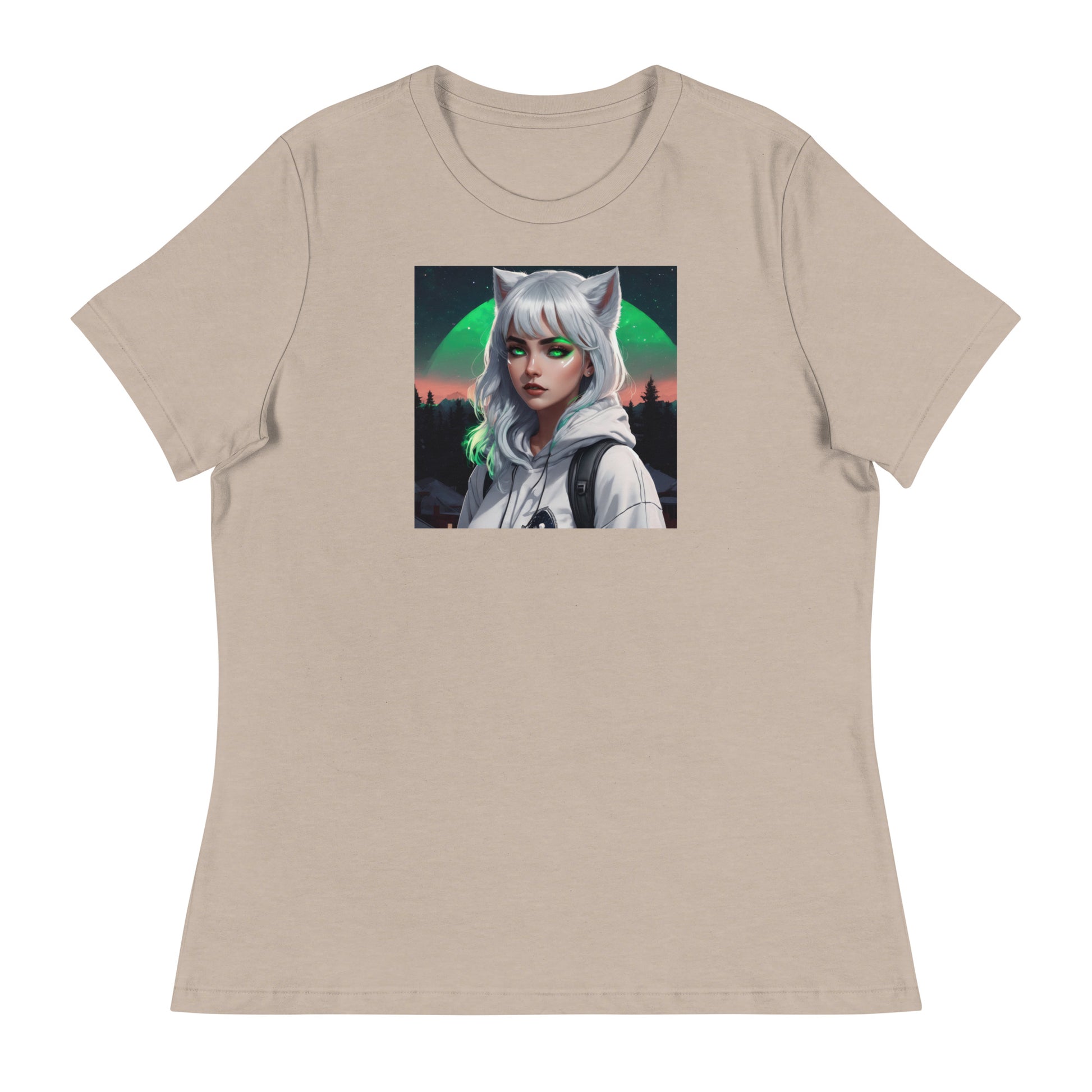 Cute Fox Girl Women's Graphic Tee Heather Stone