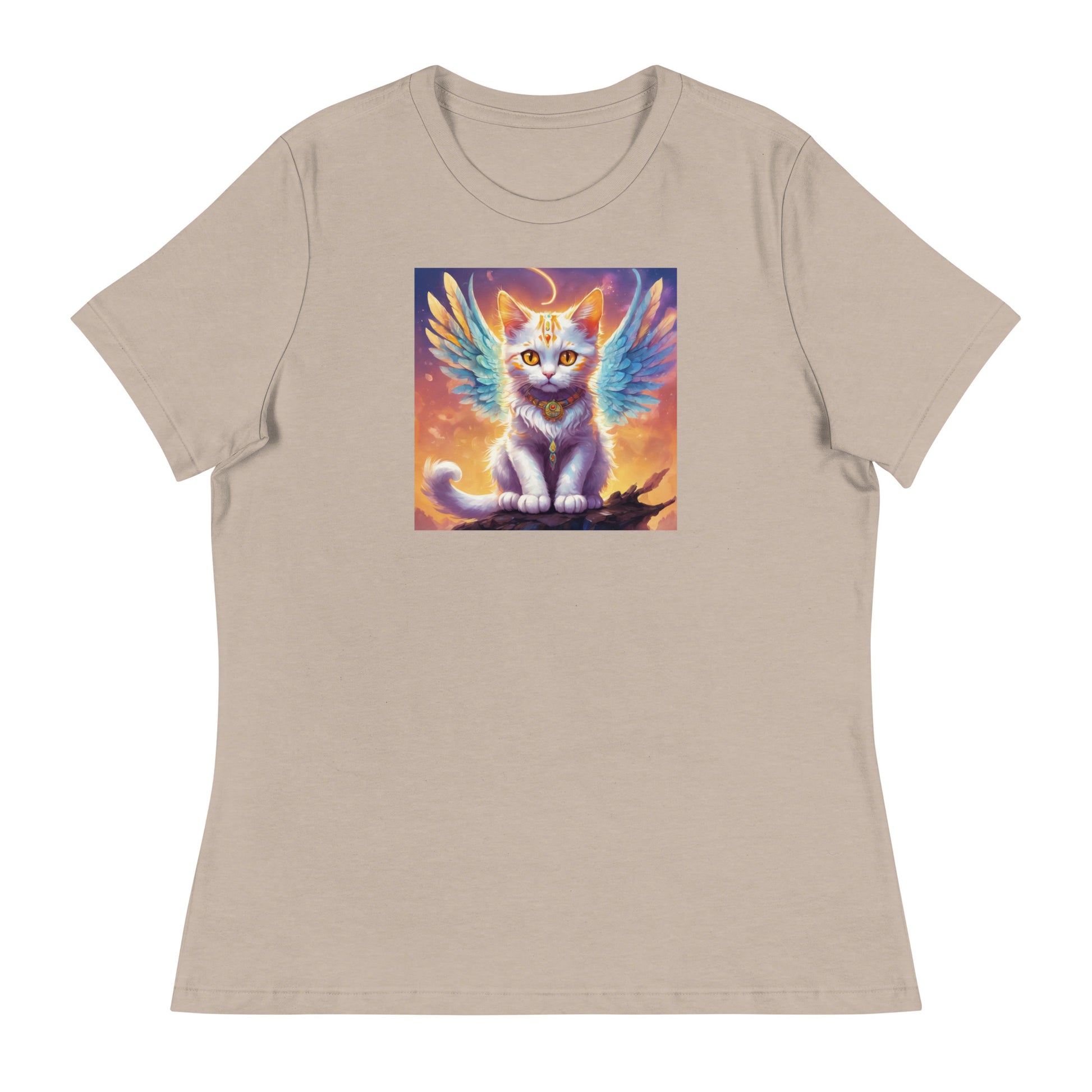 Cat with Wings Women's Graphic Tee Heather Stone