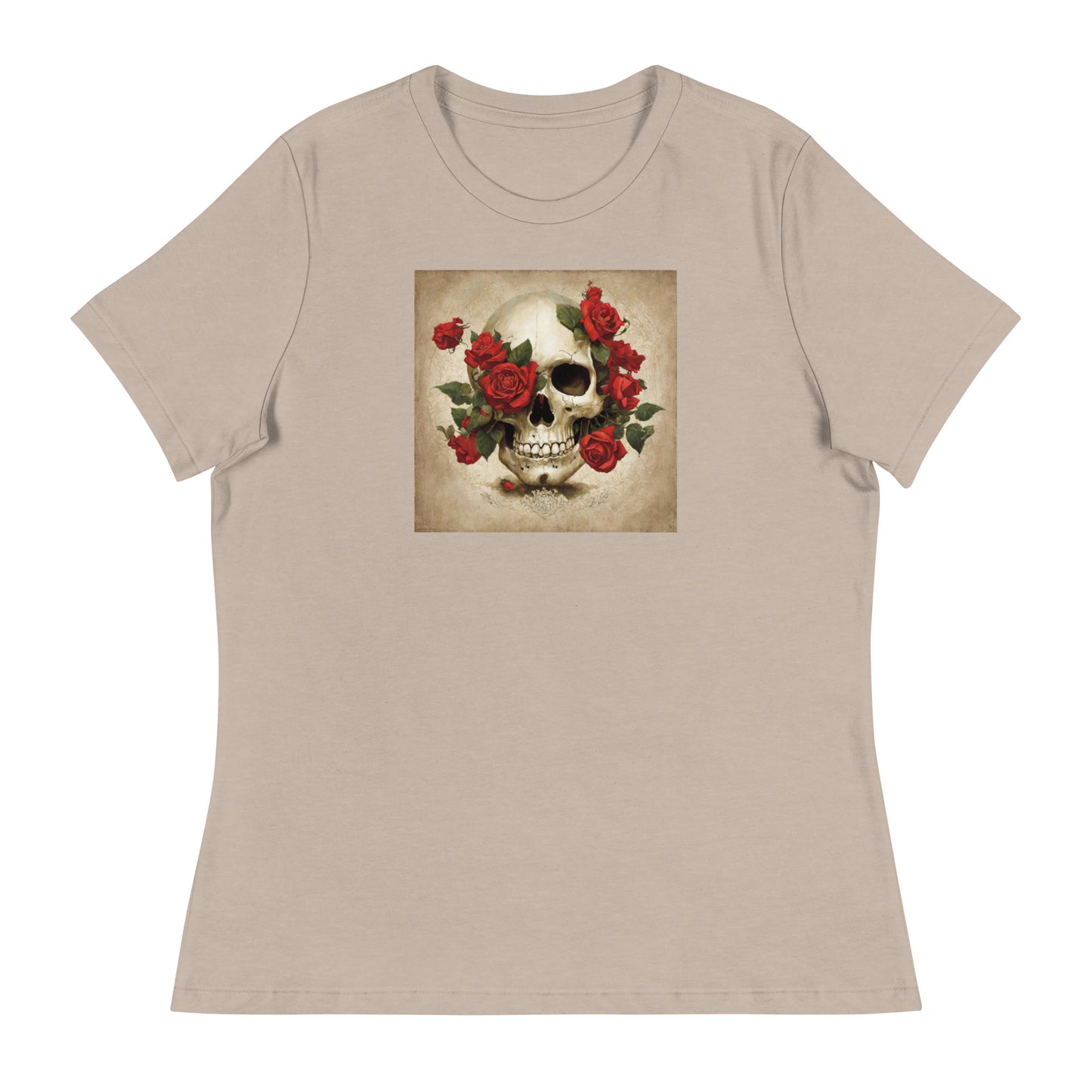 Skull & Roses Women's T-Shirt Heather Stone