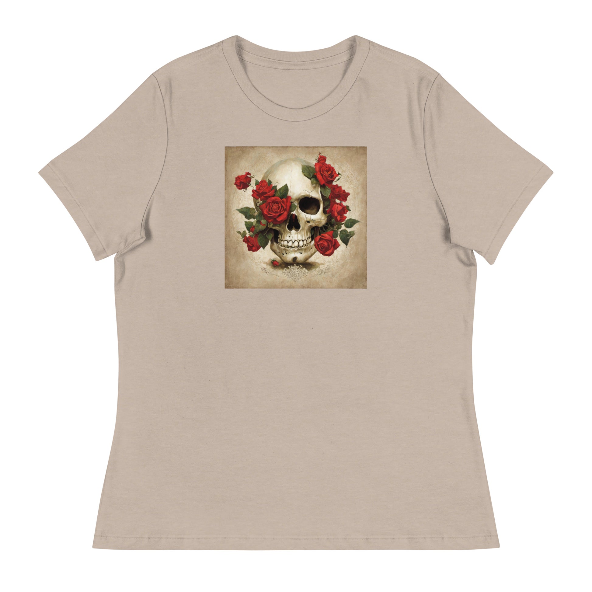 Skull & Roses Women's T-Shirt Heather Stone