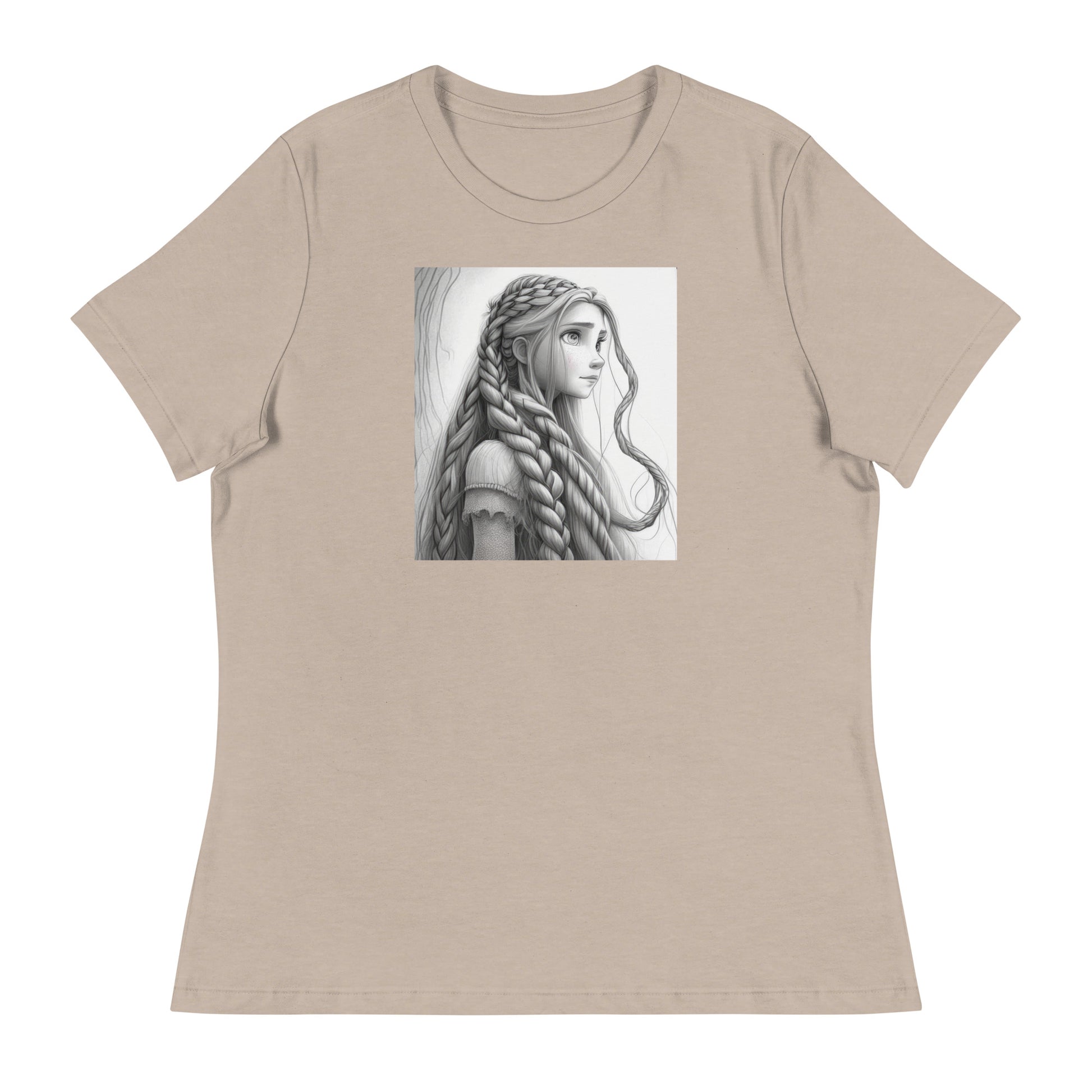 Rapunzel Sketch Women's Fairy Tale T-Shirt Heather Stone