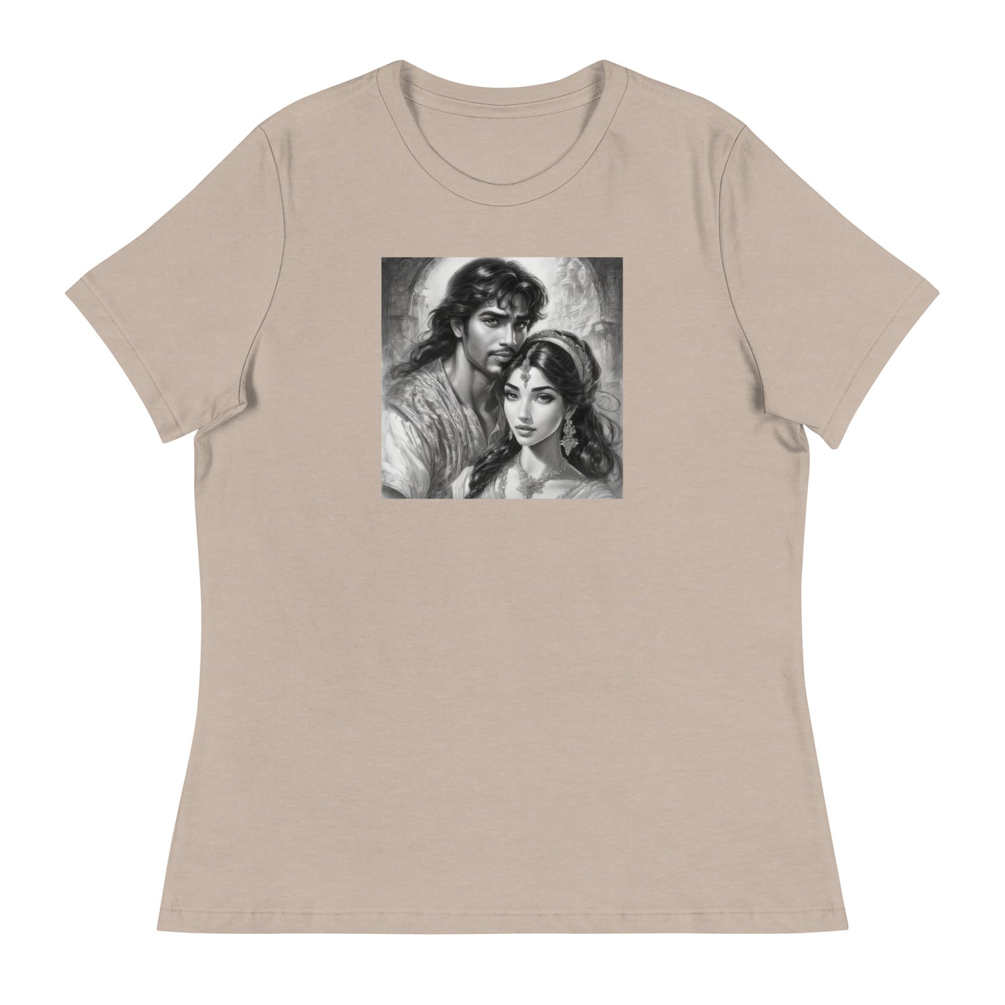 Jasmine & Aladdin Portrait Women's Fairy Tale T-Shirt Heather Stone