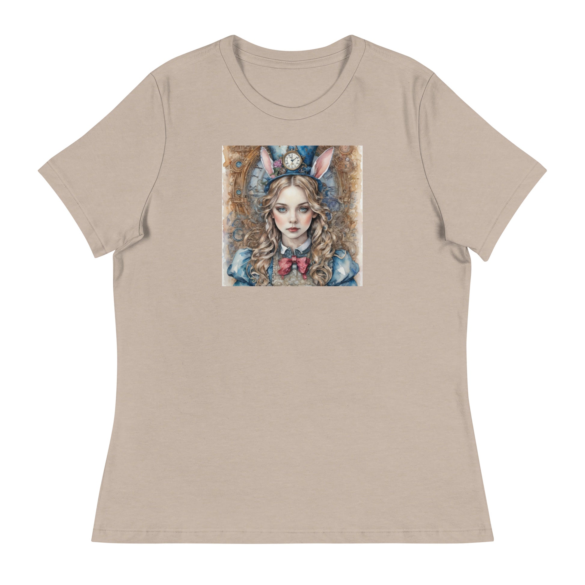 Alice in Wonderland with Bunny Ears Women's T-Shirt Heather Stone