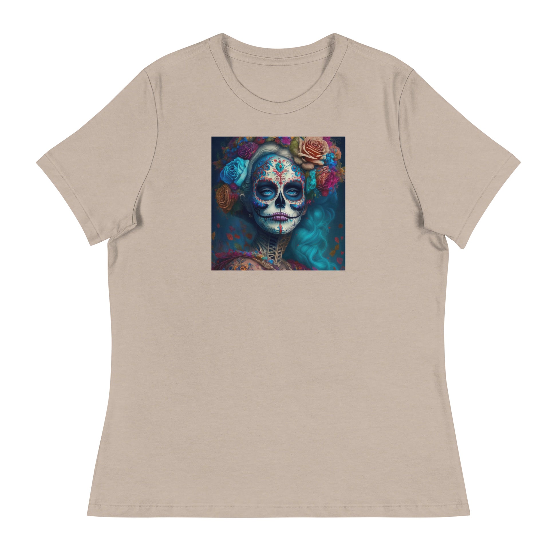 Day of the Dead Makeup Princess Women's T-Shirt Heather Stone