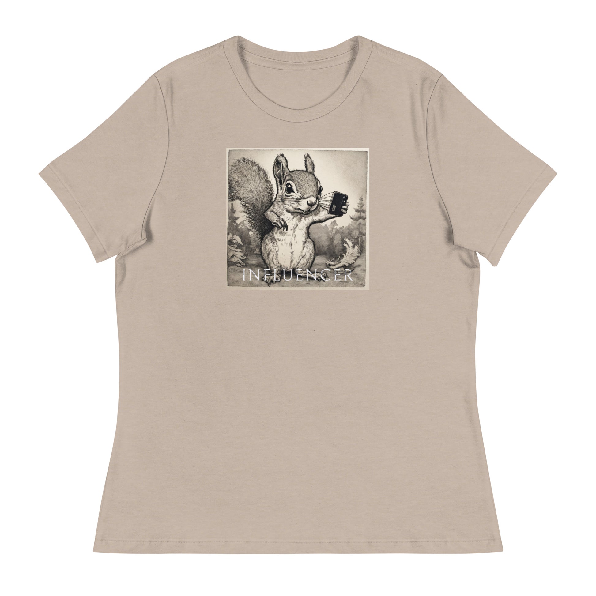 Squirrel Influencer Women's Funny Shirt Heather Stone