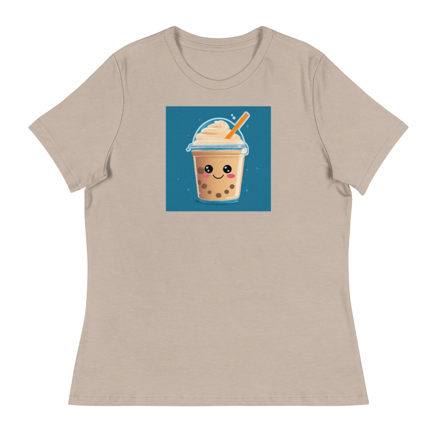 Boba Bubble Milk Tea Women's Funny Graphic Tee Heather Stone