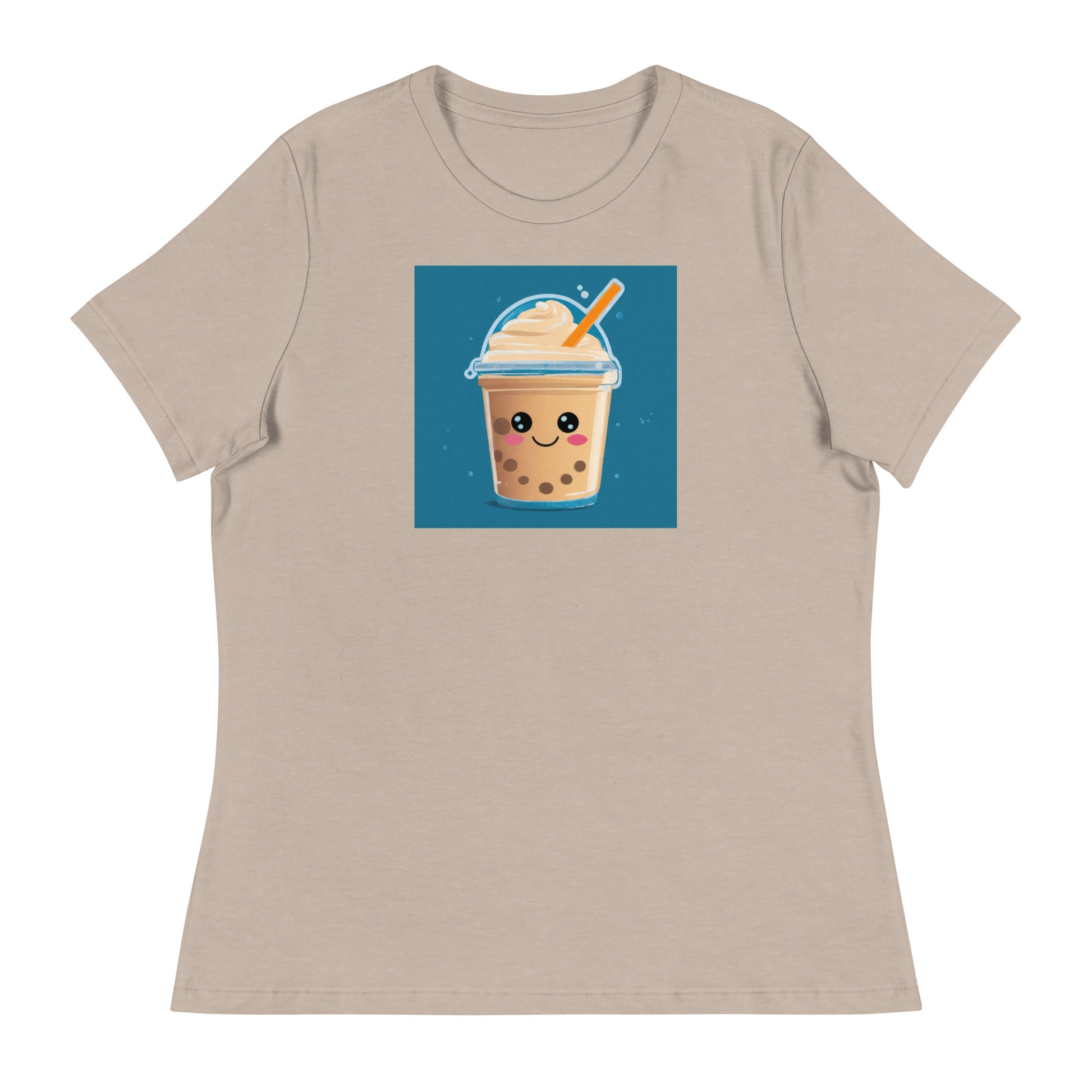 Boba Bubble Milk Tea Women's Funny Graphic Tee Heather Stone