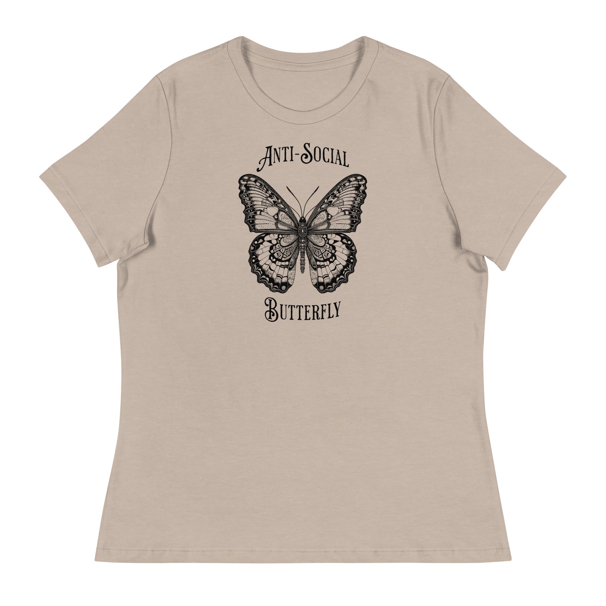 Anti-Social Butterfly Women's Funny T-Shirt Heather Stone