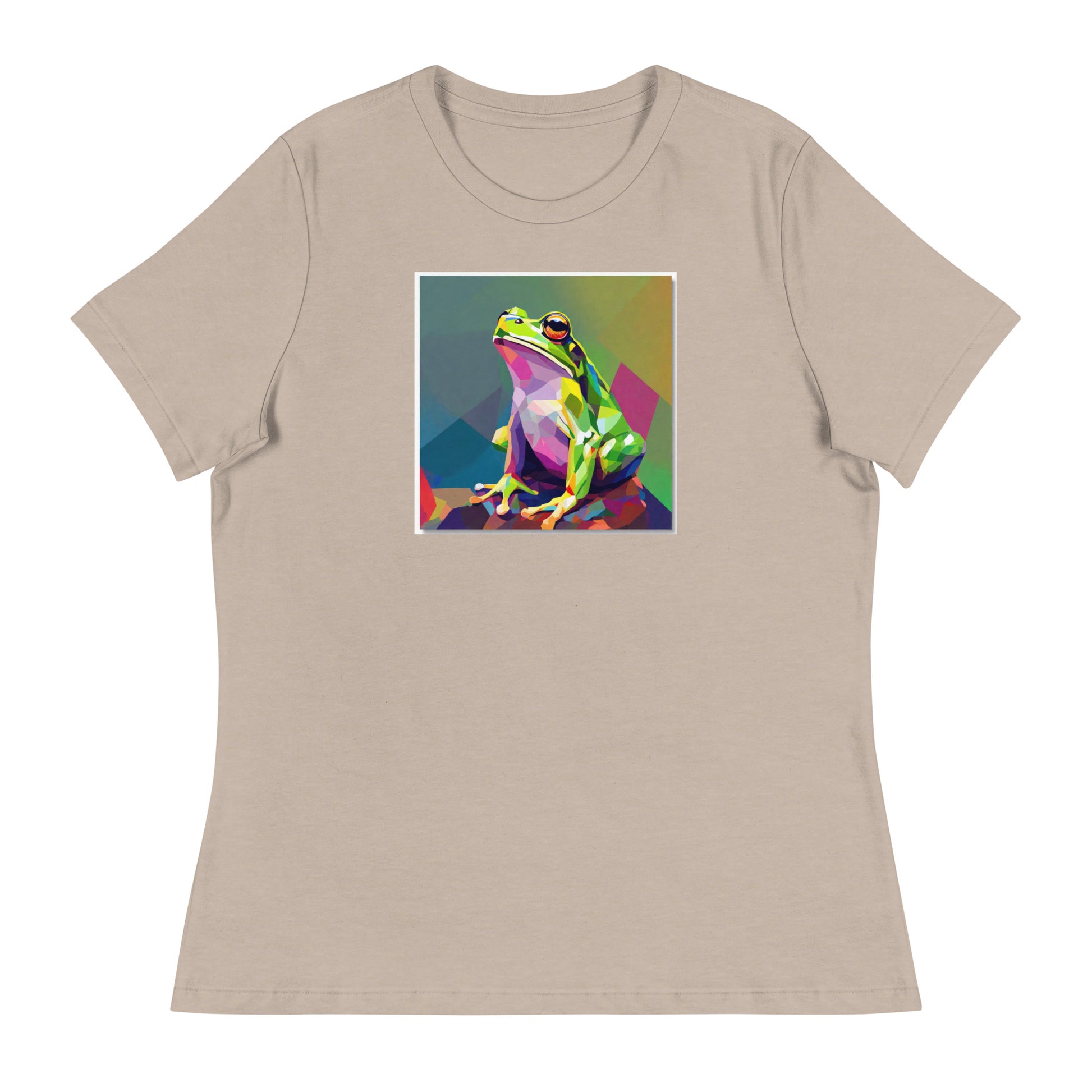 Geometric Frog Women's Animal T-Shirt Heather Stone