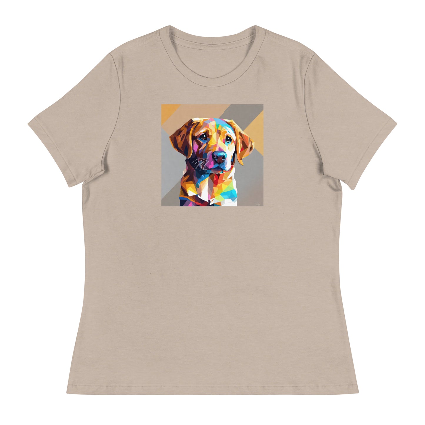 Geometric Golden Lab Women's Animal Lover T-Shirt Heather Stone