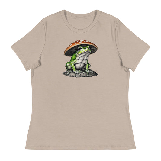 Frog in Shroom Cap Women's Graphic Tee Heather Stone