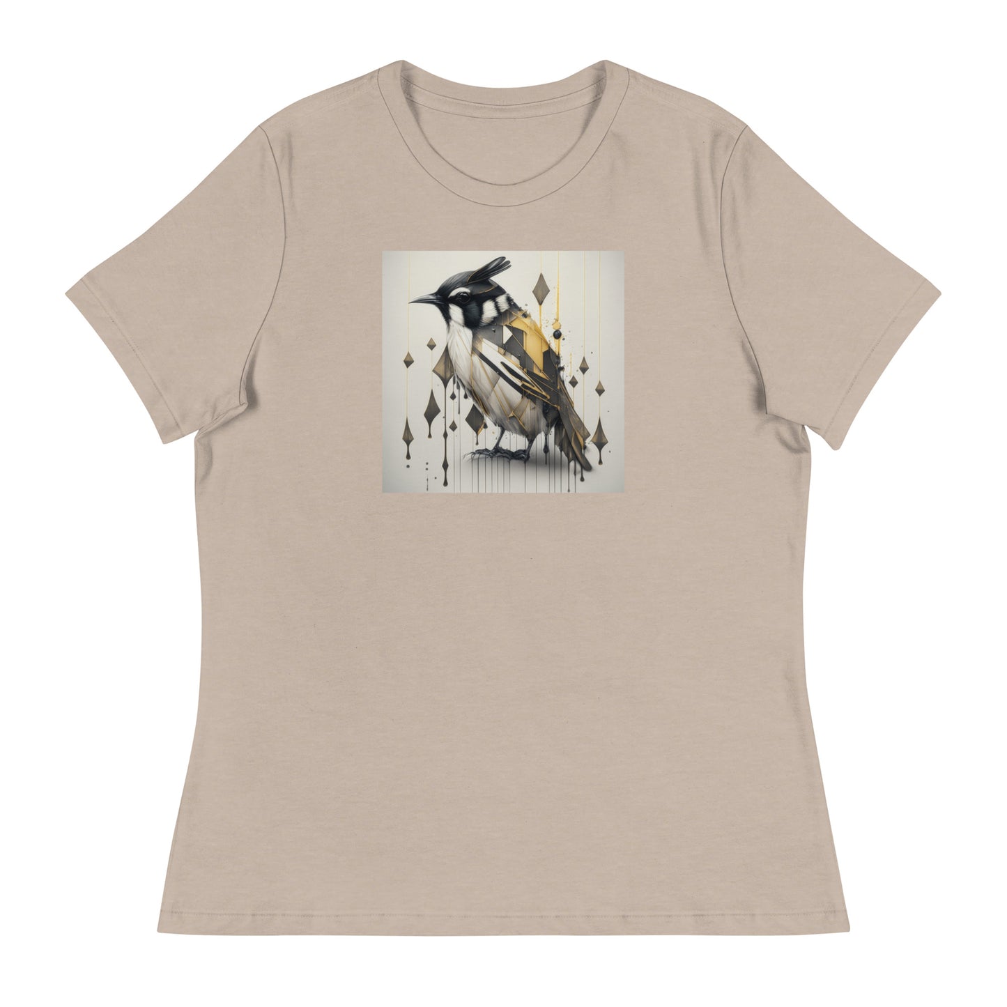 Geometric Chickadee Bird Women's Graphic Tee Heather Stone