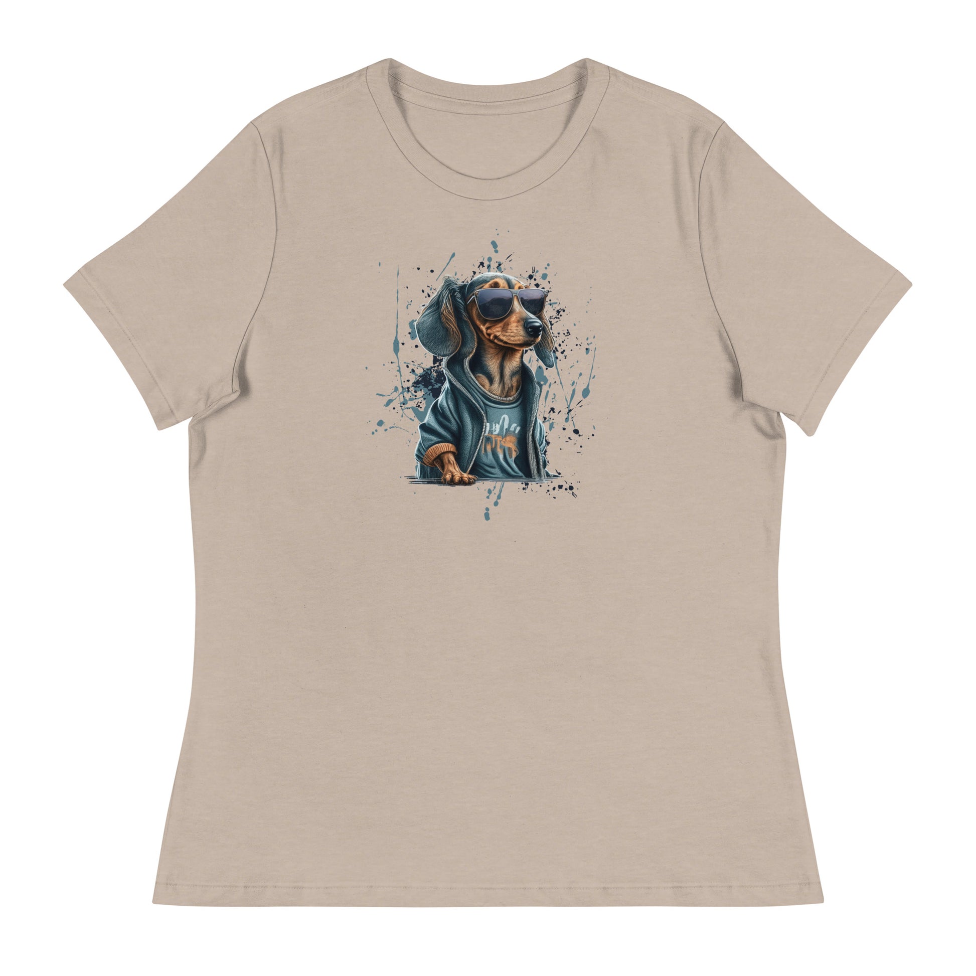 Cool Dachshund in Sunglasses Women's Dog T-Shirt Heather Stone