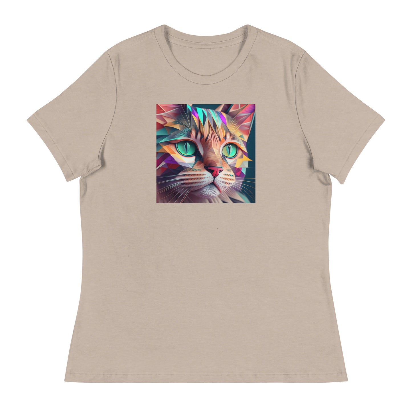 Geometric Cat Women's Cat Lover T-Shirt Heather Stone