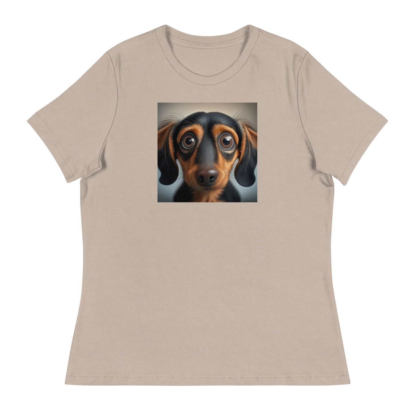 Dachshund with Puppy Dog Eyes Women's Weiner Dog T-Shirt Heather Stone