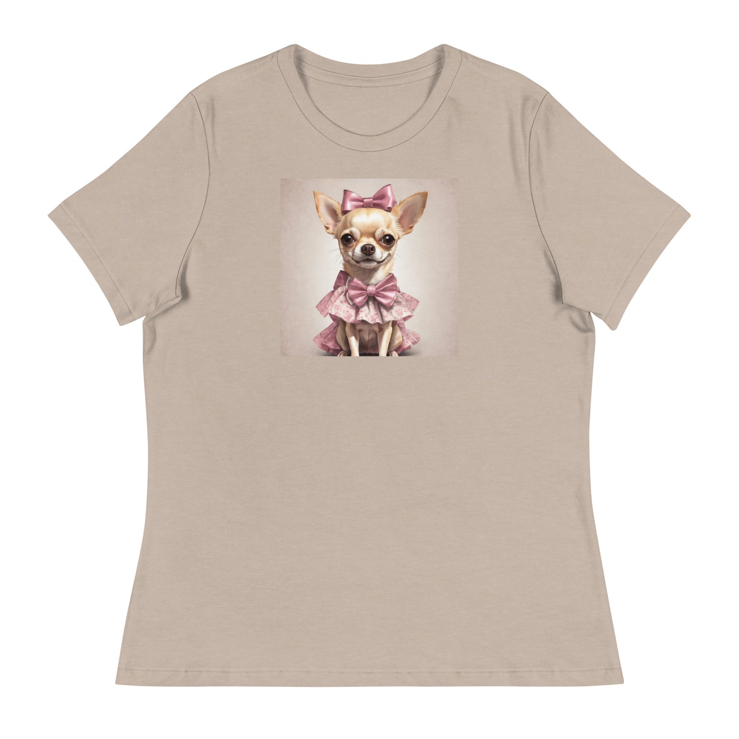 Chihuahua in Pink Dress Women's Dog Lover T-Shirt Heather Stone