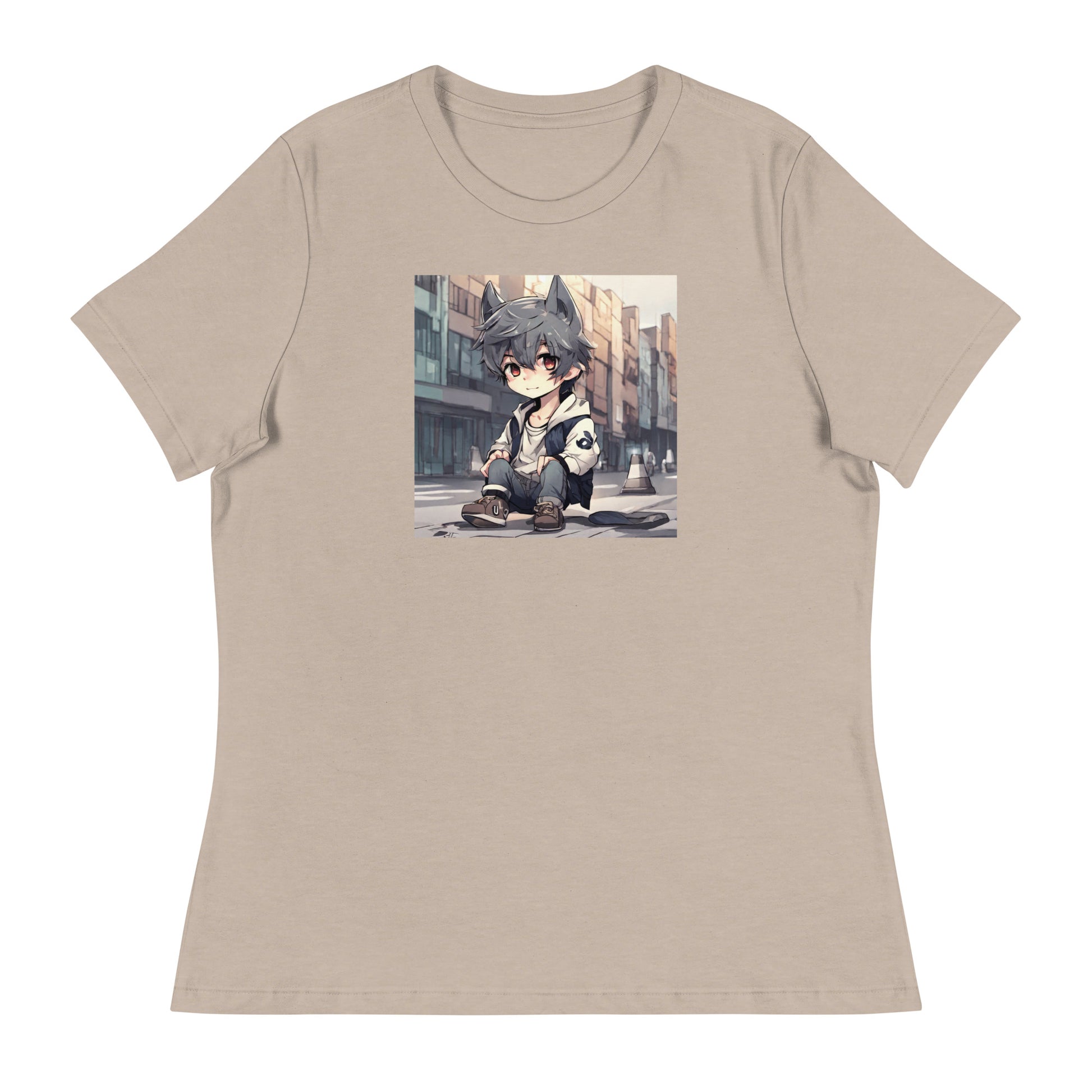 Wolf Spirit Women's Anime T-Shirt Heather Stone