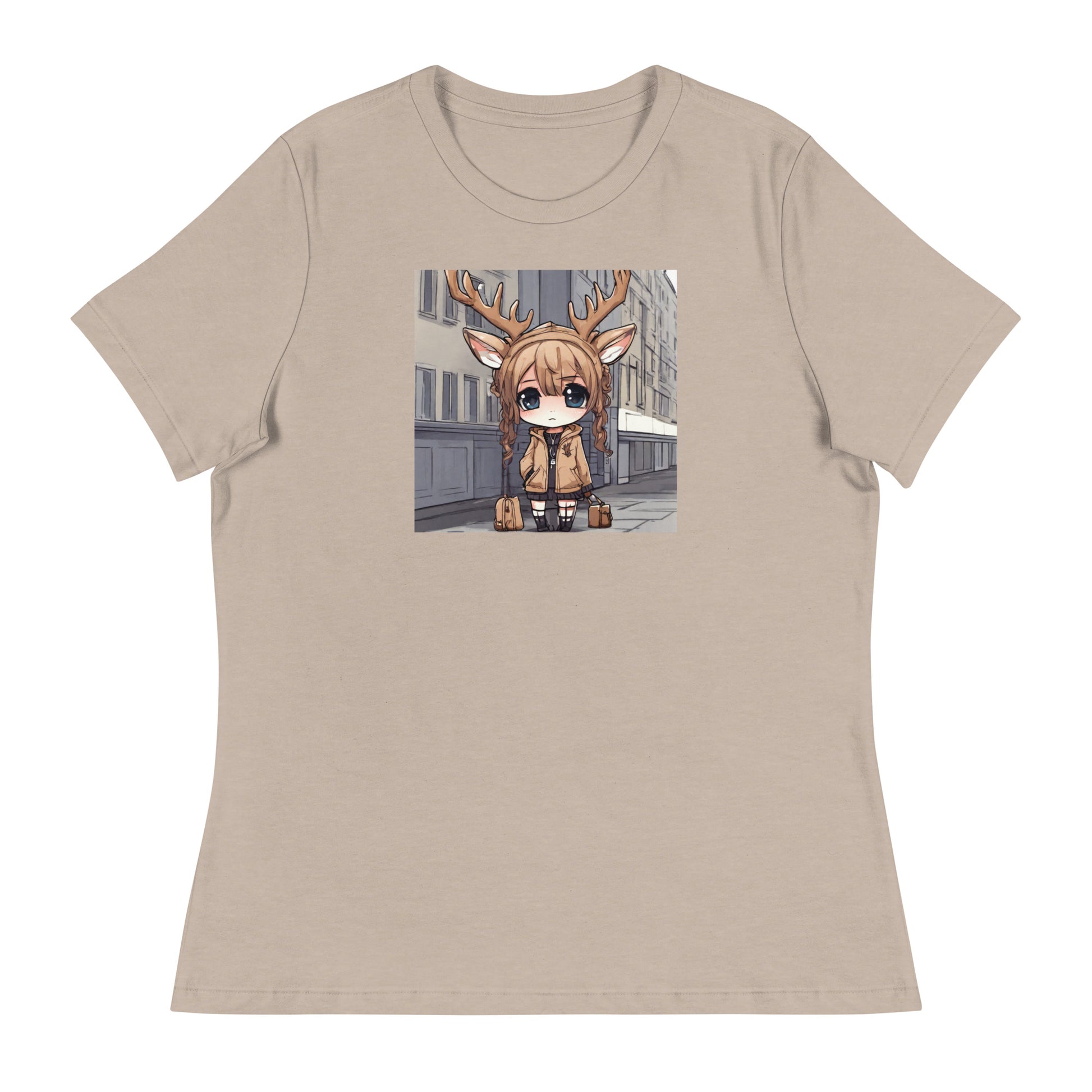 Spirit of the Deer Women's Anime T-Shirt Heather Stone