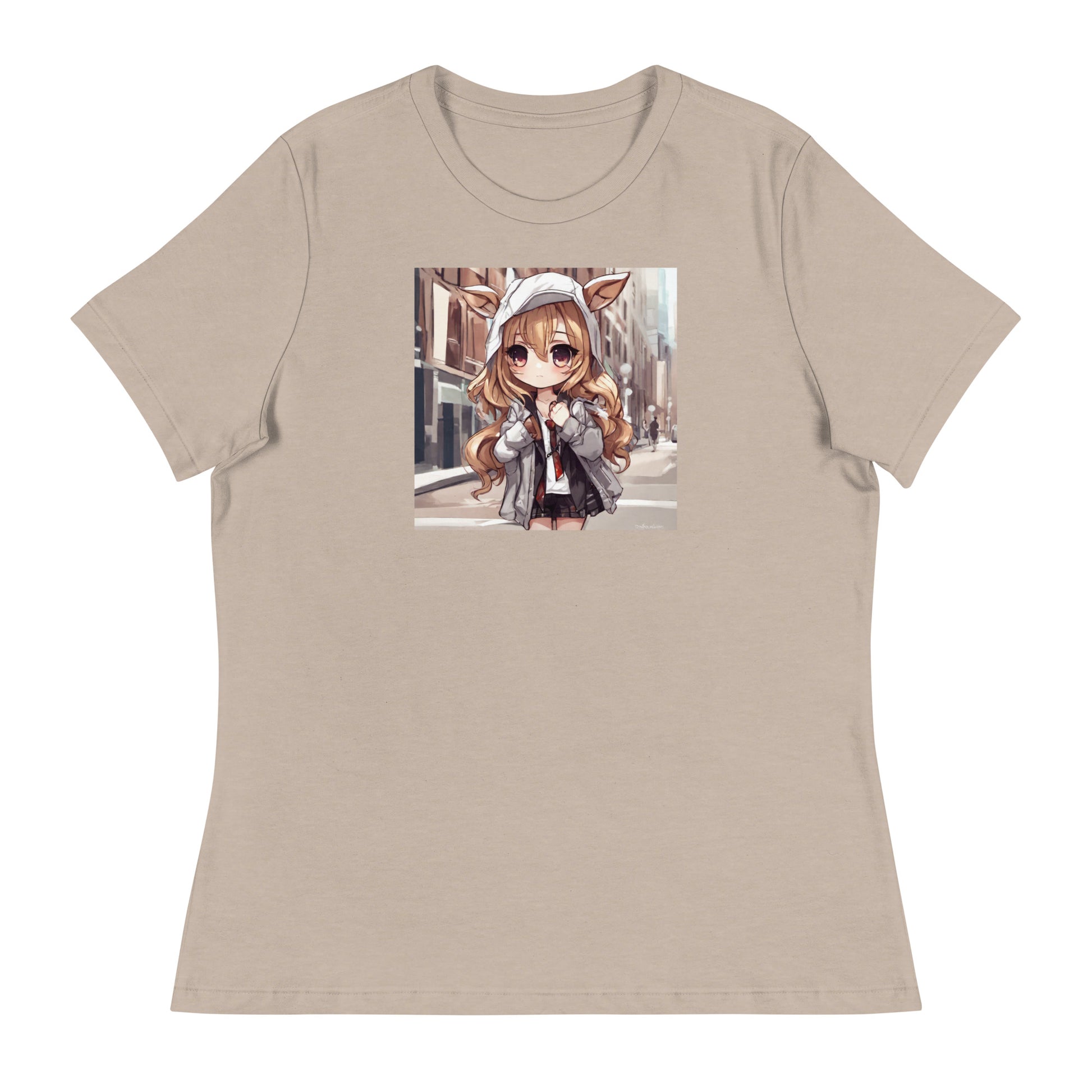 Deer Girl Women's Anime T-Shirt Heather Stone