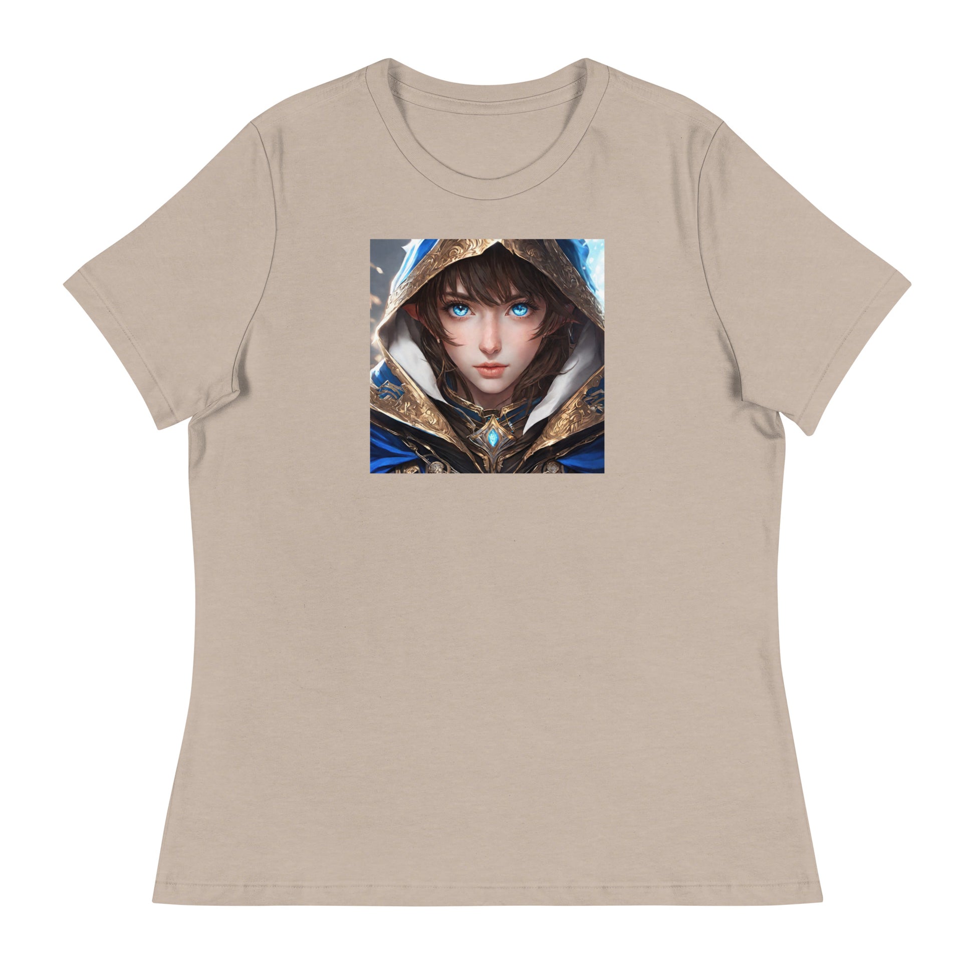 Blue-Eyed Elven Warrior Women's Anime T-Shirt Heather Stone