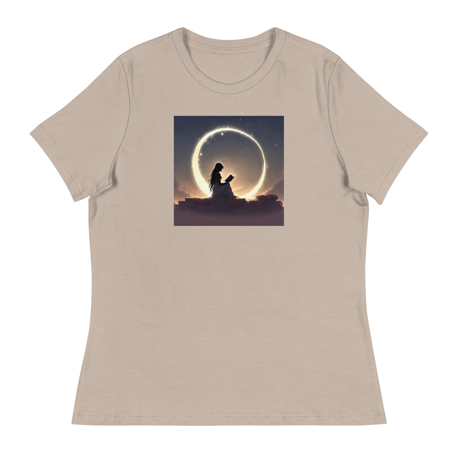 Reading at Twilight Women's Book Lover T-Shirt Heather Stone