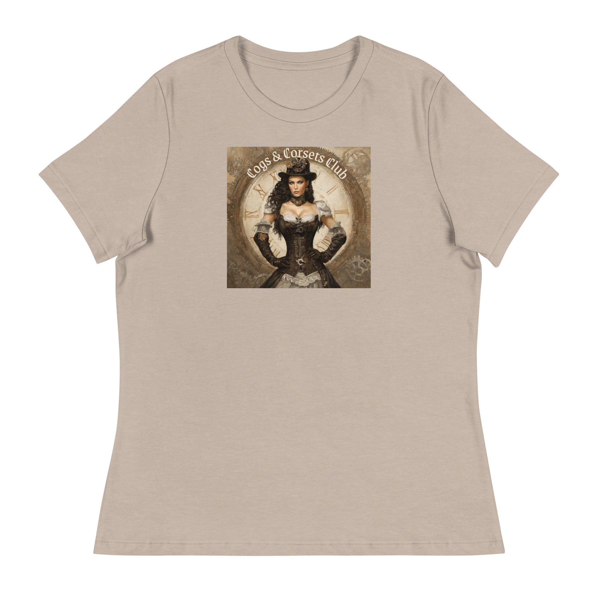 Cogs & Corsets Club Women's Steampunk T-Shirt Heather Stone