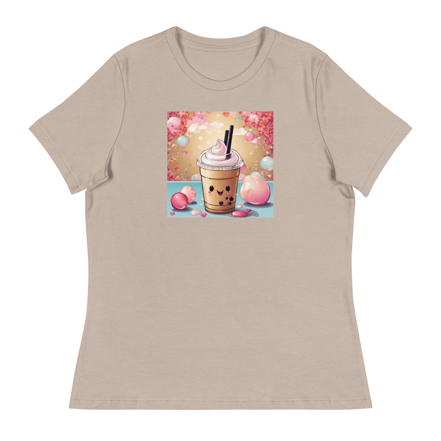 Cute Bubble Milk Tea Women's Boba T-Shirt Heather Stone