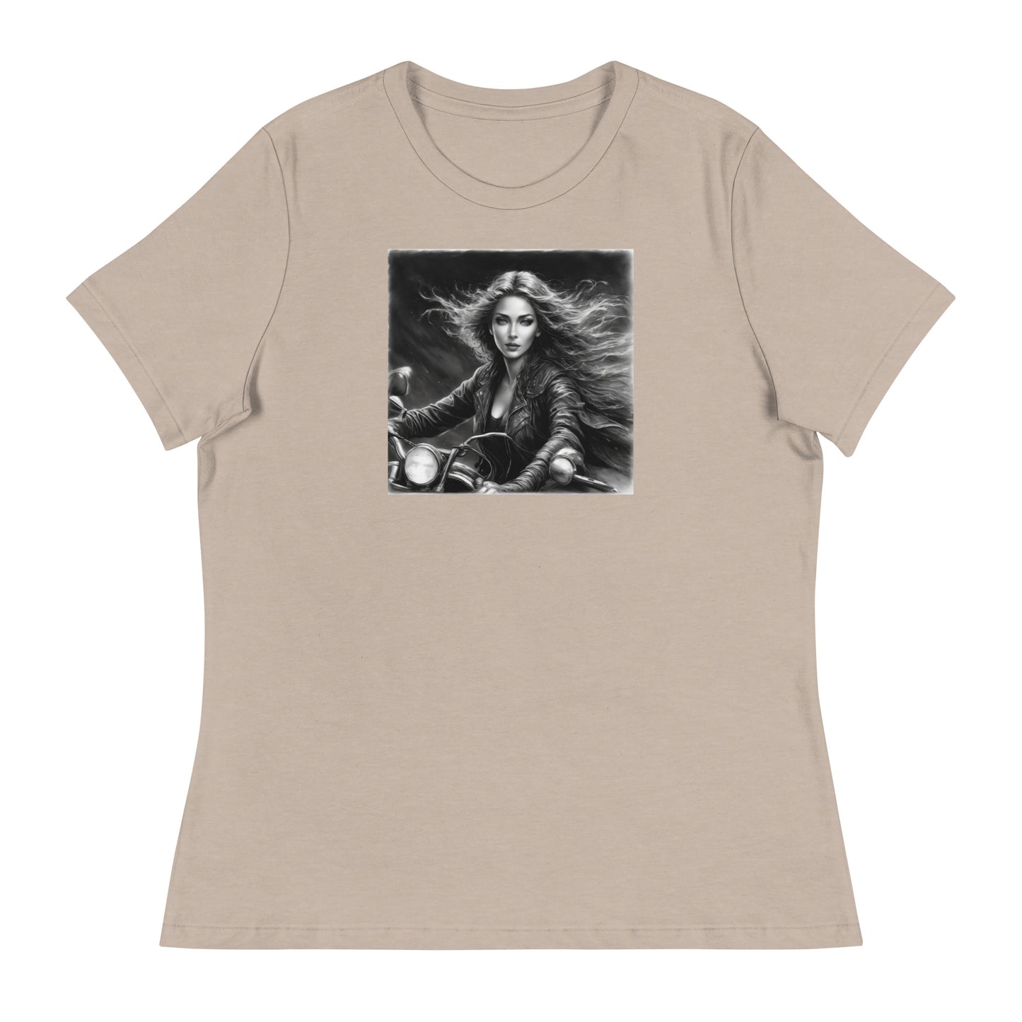 Woman Riding Motorcycle T-Shirt Heather Stone