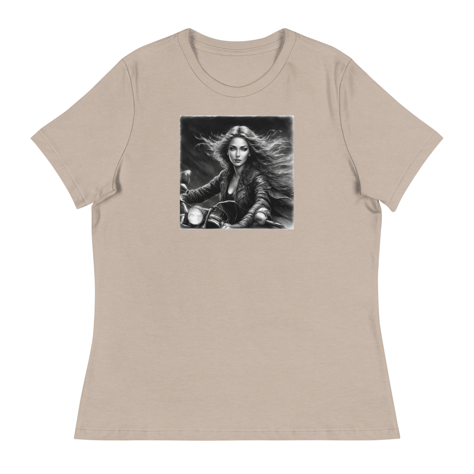 Woman Riding Motorcycle T-Shirt Heather Stone