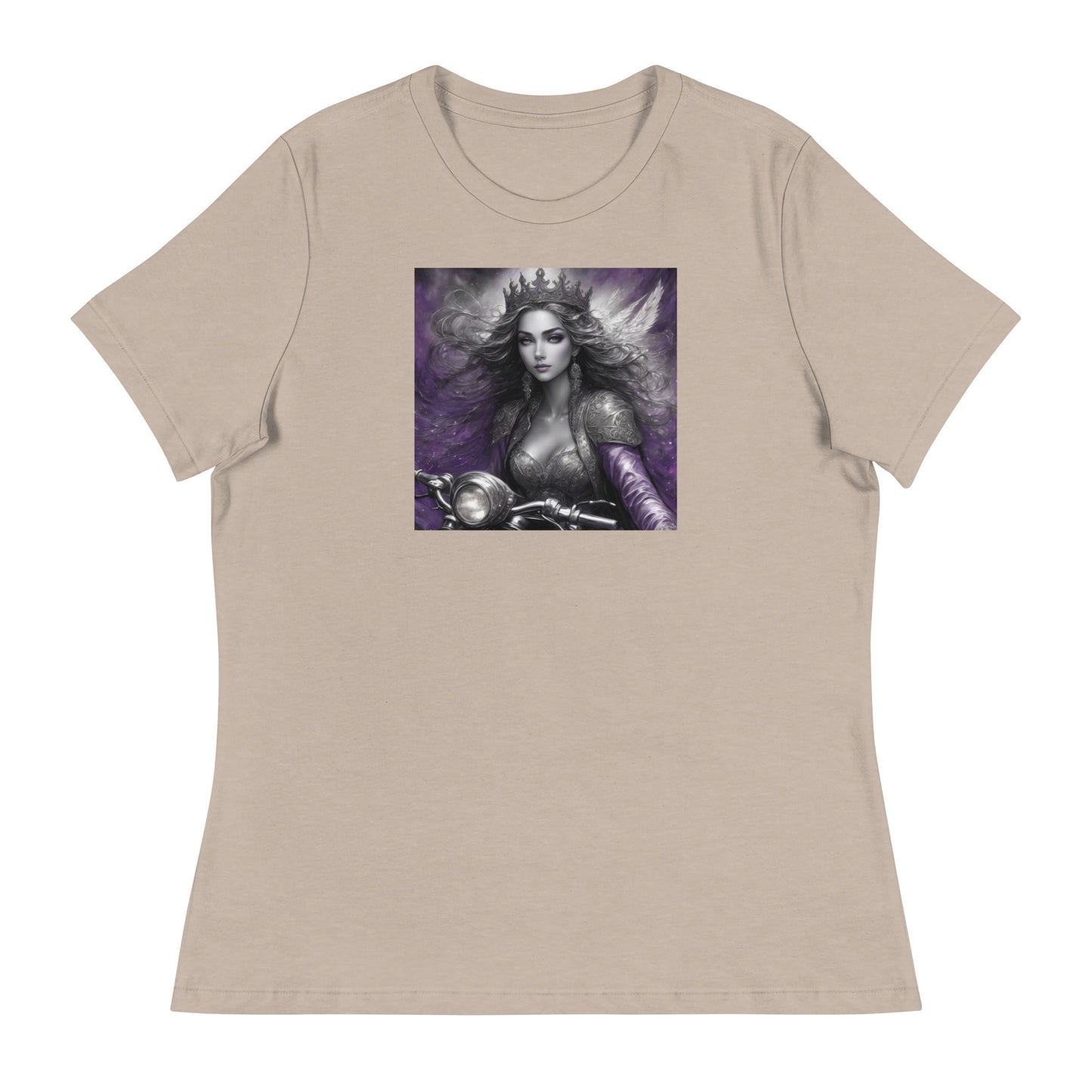 Princess Woman Riding a Motorcycle T-Shirt Heather Stone