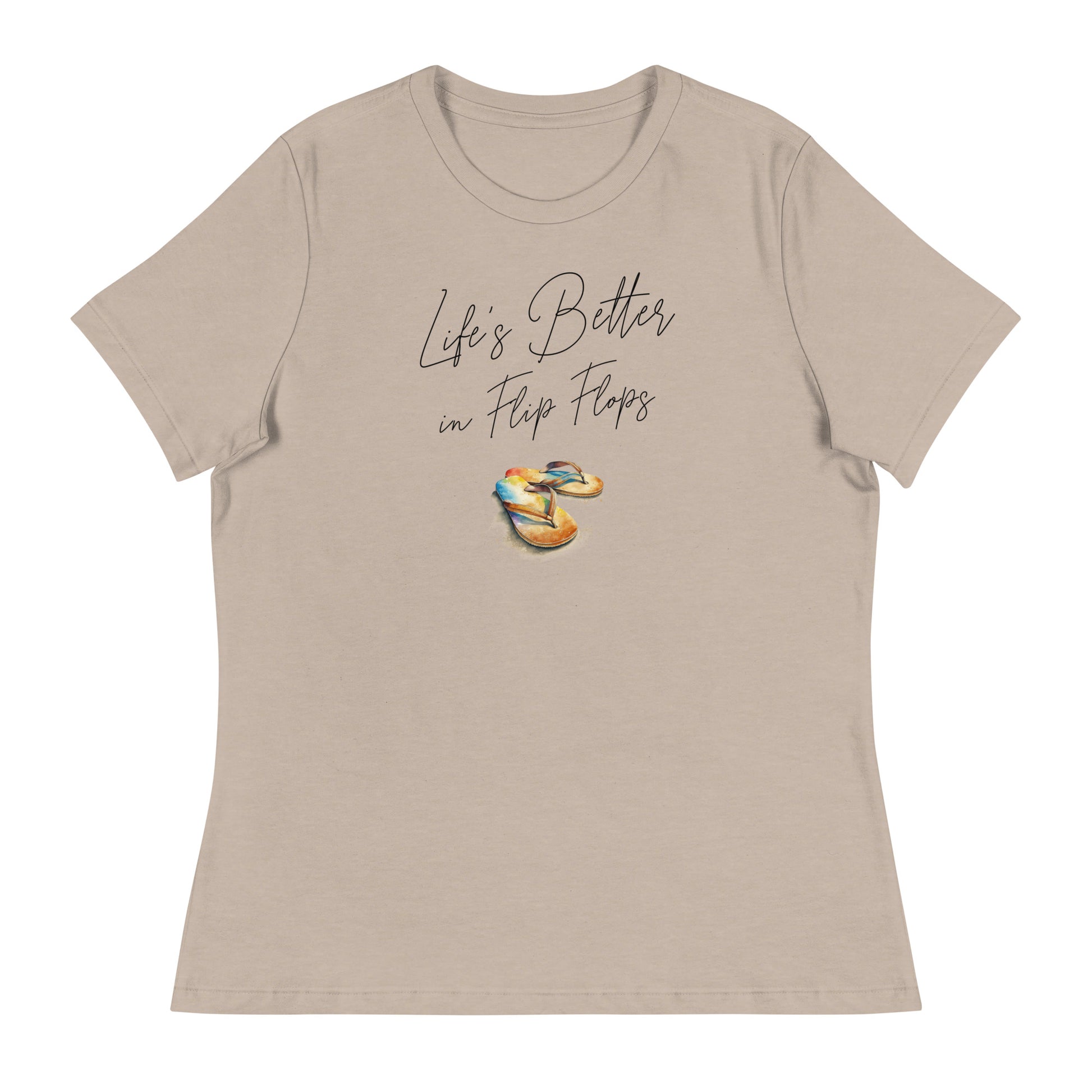 Life's Better in Flip Flops Women's Beach T-Shirt Heather Stone