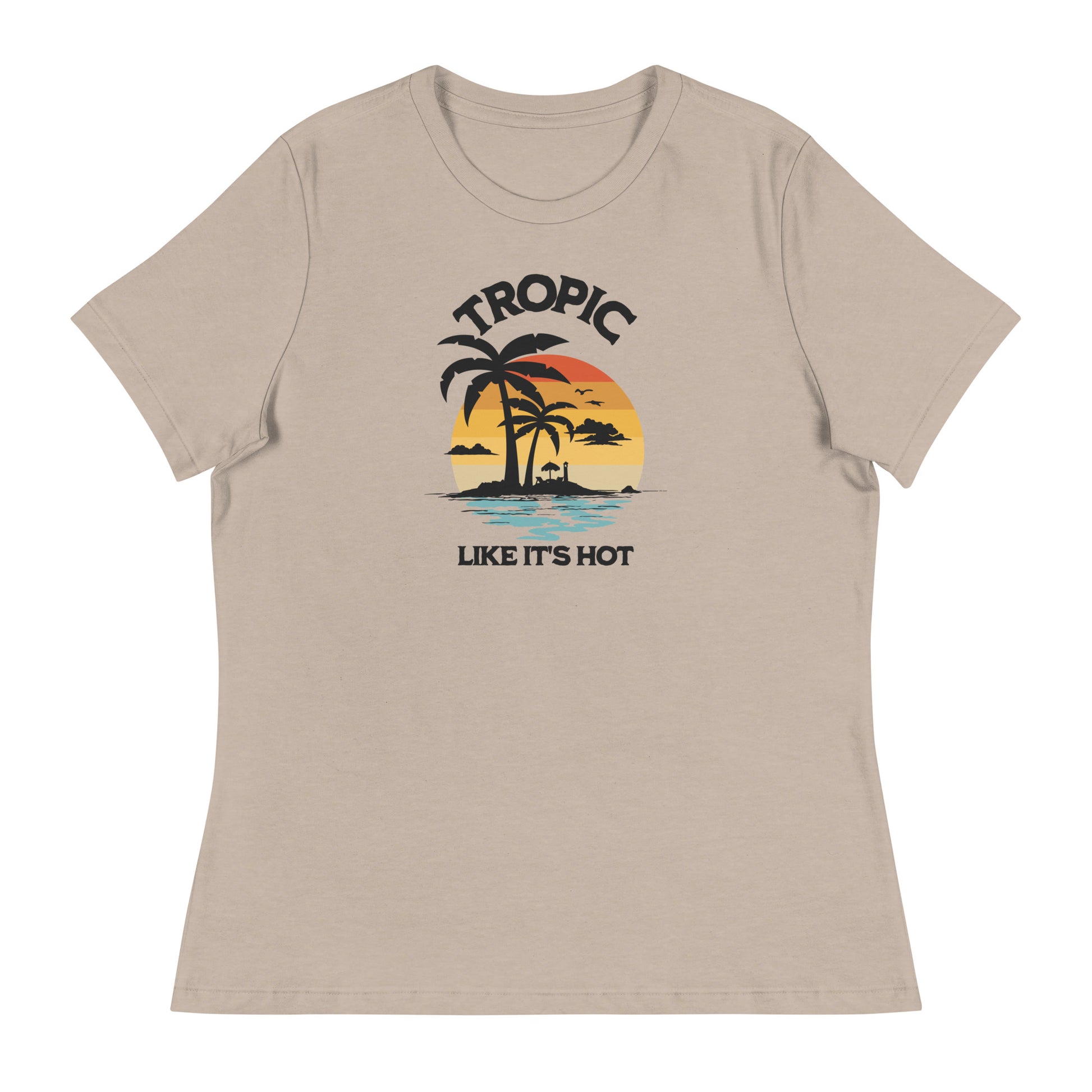 Tropic Like It's Hot Women's Summer T-Shirt Heather Stone