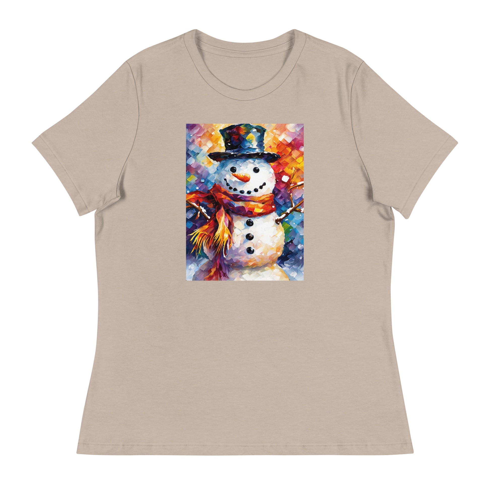 Happy Snowman Women's Christmas T-Shirt Heather Stone