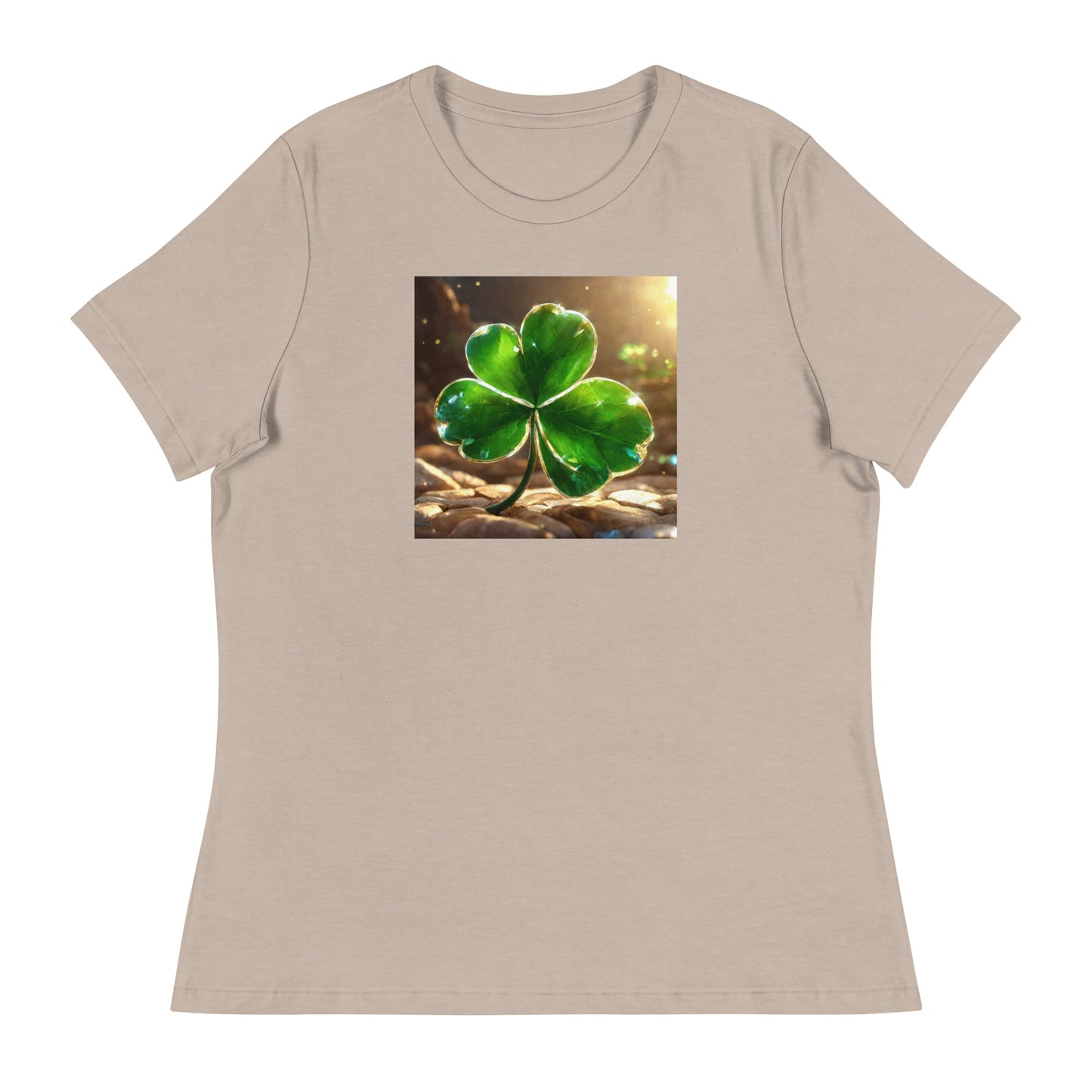 Lucky Four Leaf Clover Women's St Patrick's Day T-Shirt Heather Stone