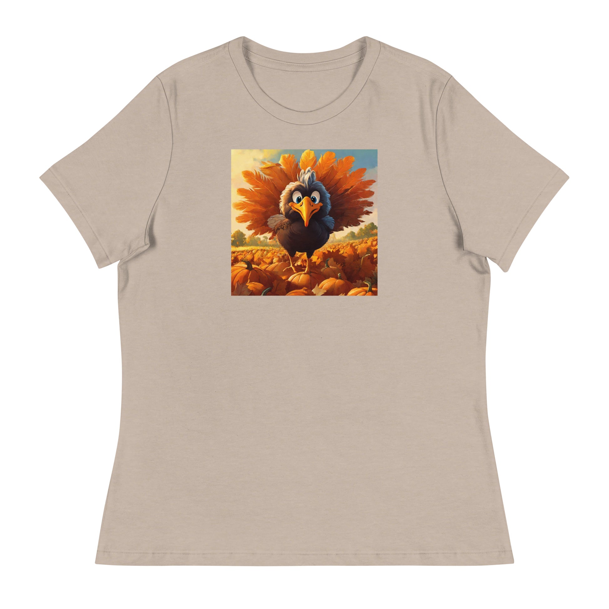 Cute Turkey Women's Thanksgiving T-Shirt Heather Stone