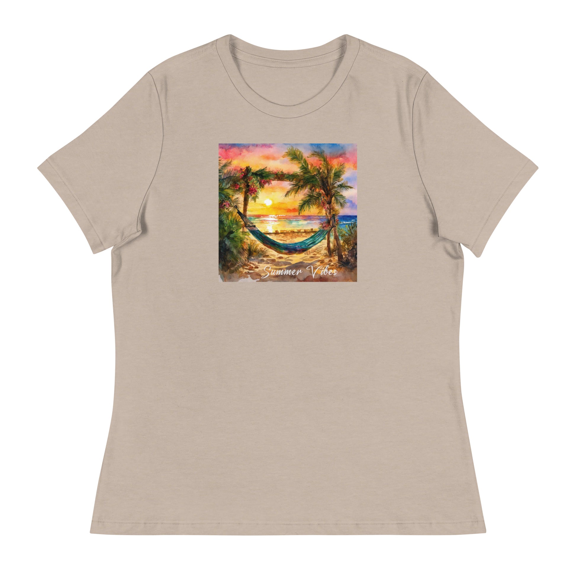 Summer Vibes Women's Beach T-Shirt Heather Stone